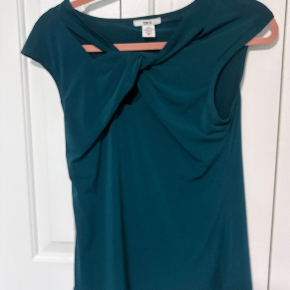 Bar III Teal Twist Front Blouse